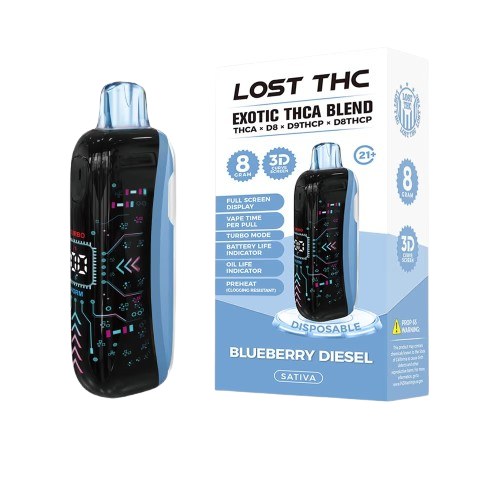 Lost THC Exotic THCA Blend Disposable Vape 8G - Blueberry Diesel (Sativa)