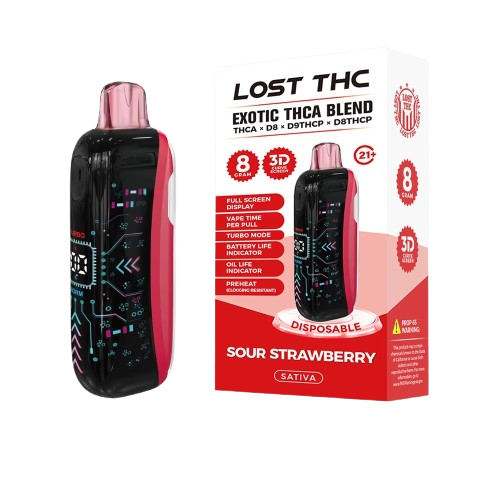 Lost THC Exotic THCA Blend Disposable Vape 8G - Sour Strawberry (Sativa)