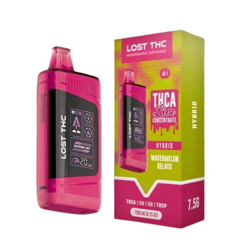 Watermelon Gelato - Lost THC THCA Live Concentrate Disposable Vape 7.5g
