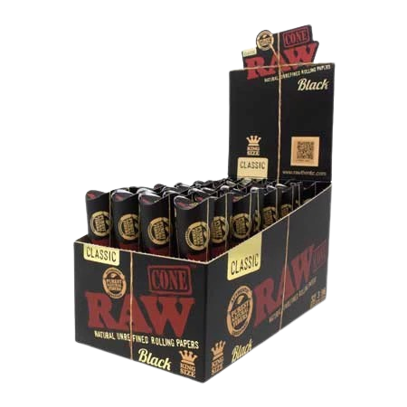 RAW Black 1 1/4 Size Pre Rolled Cones (6 Pack)