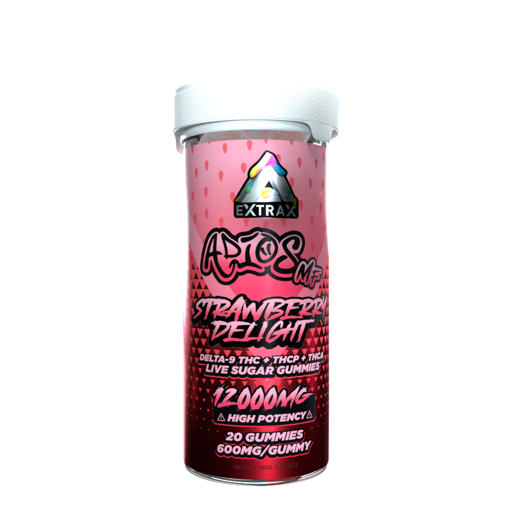 Strawberry Delight Adios MF Gummies 12,000mg - Delta Extrax