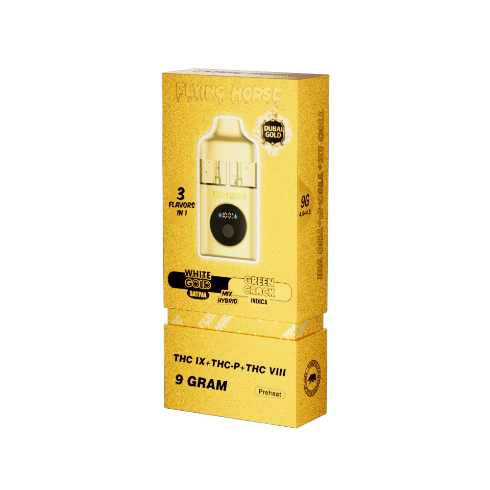 White Gold + Green Crack - Flying Horse Dubai Gold Disposable Vape - 9G