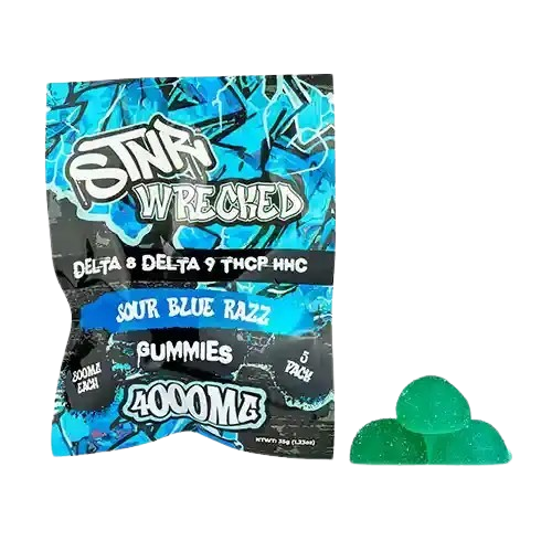 Sour Blue Razz STNR Wrecked Gummies - 4000mg