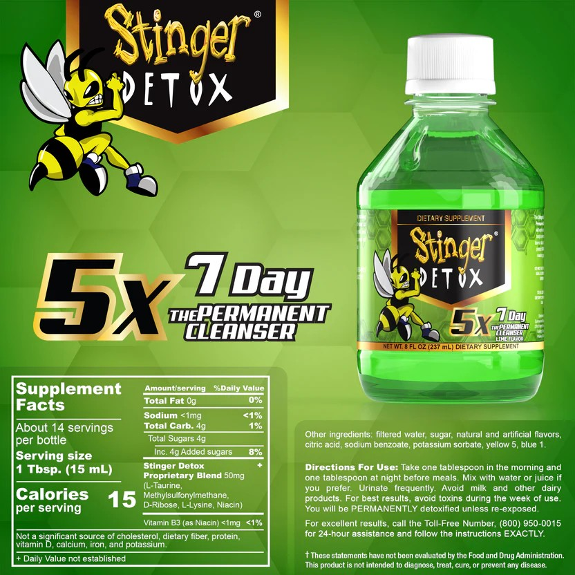 Stinger Detox 5X 7-Day Permanent Cleanser Supplement Facts