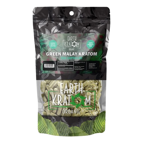 Earth Kratom Green Malay Kratom - 300 Capsules