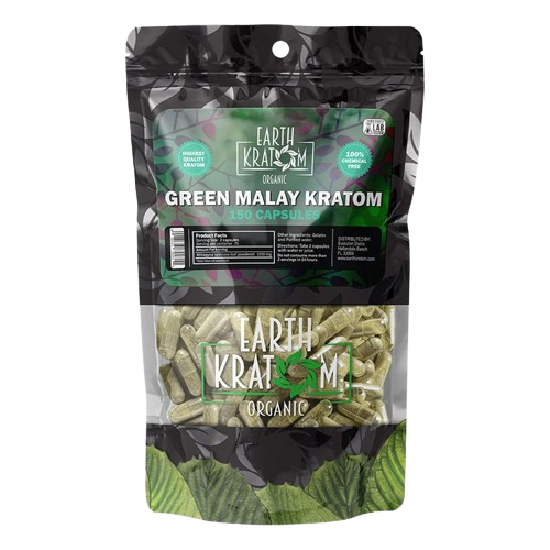 Earth Kratom Green Malay Kratom - 150 Capsules