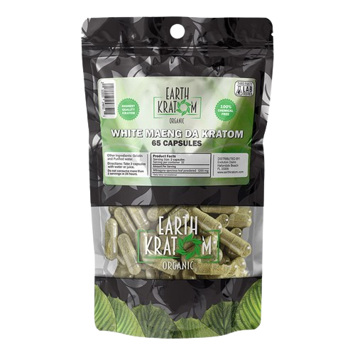 White Maeng Da Kratom 65 Capsules - Earth Kratom