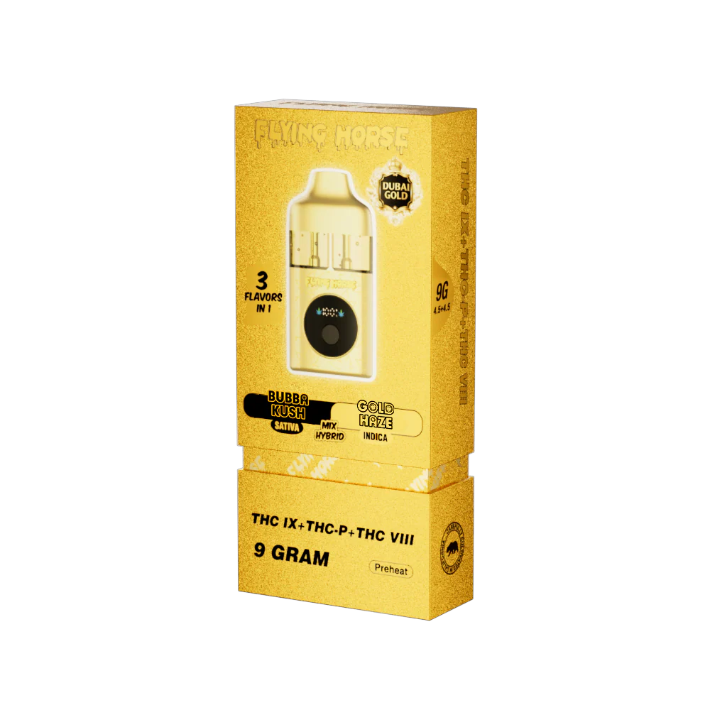Bubba Kush + Gold Haze - Flying Horse Dubai Gold Disposable Vape - 9G