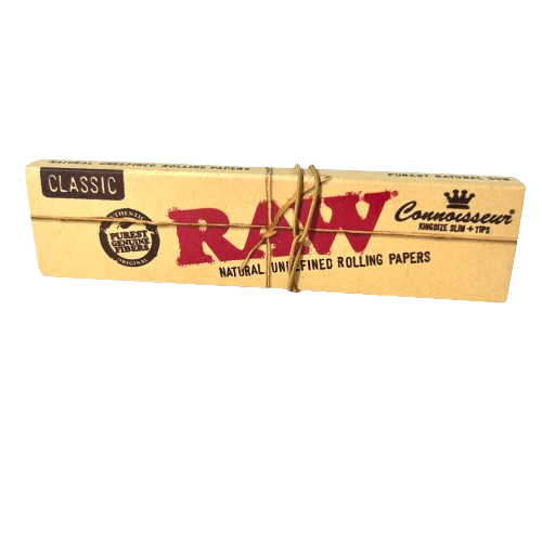 Raw Classic King Size Slim + Tips Natural Unrefined Rolling Papers