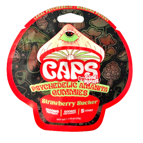 Caps Psychedelic Amanita Gummies Strawberry Sucker 2500mg
