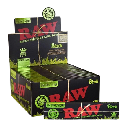 RAW Black Organic Hemp King Size Slim Rolling Papers