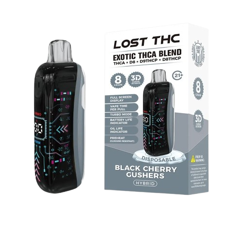 Lost THC Exotic THCA Blend Disposable Vape  8G - Black Cherry Gushers (Indica)
