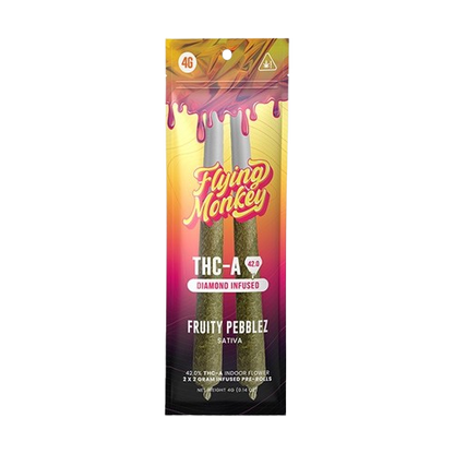 Fruity Pebblez Flying Monkey THCA Diamond Infused Pre-Rolls 2pk