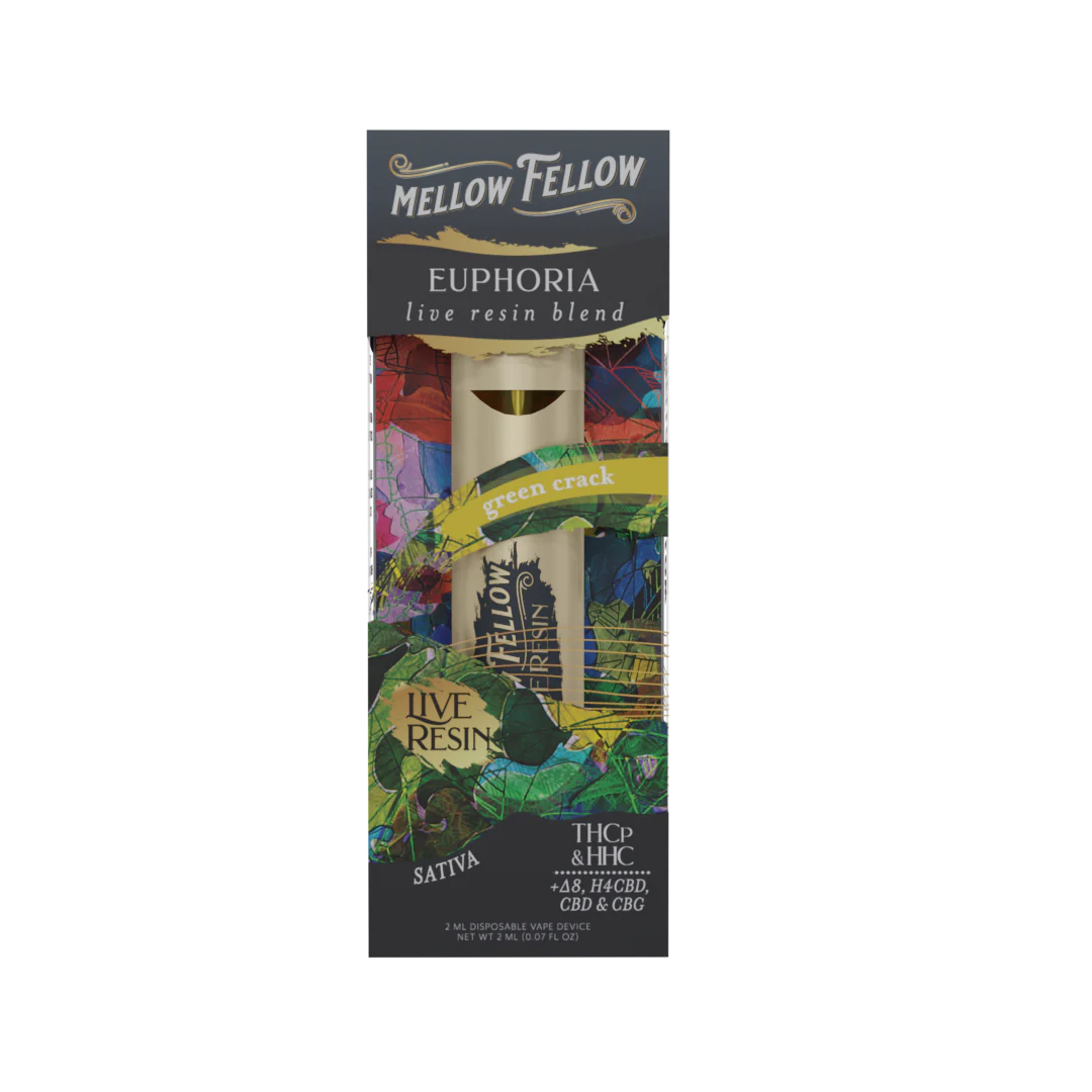 Green Crack Mellow Fellow Euphoria Live Resin Blend Disposable 2G