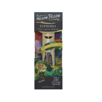 Green Crack Mellow Fellow Euphoria Live Resin Blend Disposable 2G